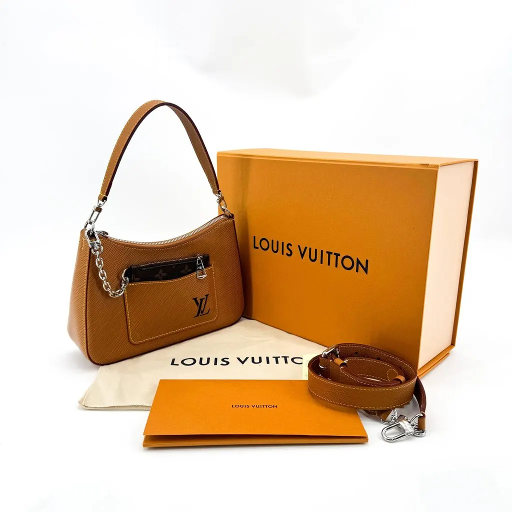 Louis Vuitton Epi Marelle Shoulder Bag Gold Brown Leather Good - Back View