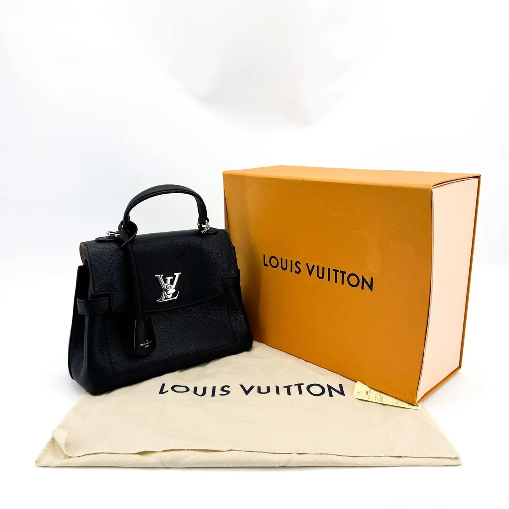 Louis Vuitton Lockme Ever Mini Black Silver Hardware Black Leather Good - Back View