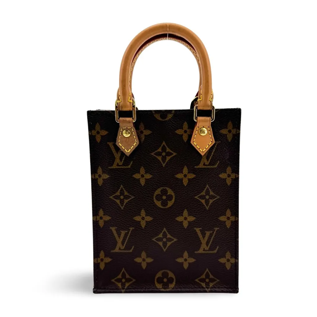 Louis Vuitton Monogram Petit Sac Plat Brown Canvas Good - Front View