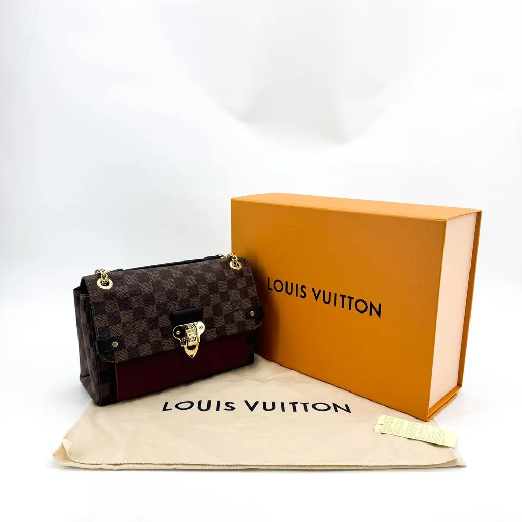 Louis Vuitton Damier Ebene Clapton Shoulder Bag Burgundy Brown Canvas Good - Back View