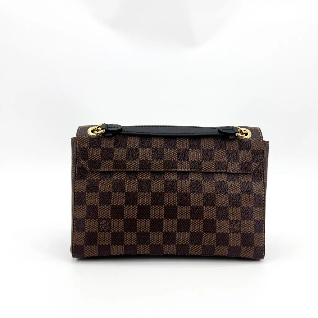 Louis Vuitton Damier Ebene Clapton Shoulder Bag Burgundy Brown Canvas Good - Inside View
