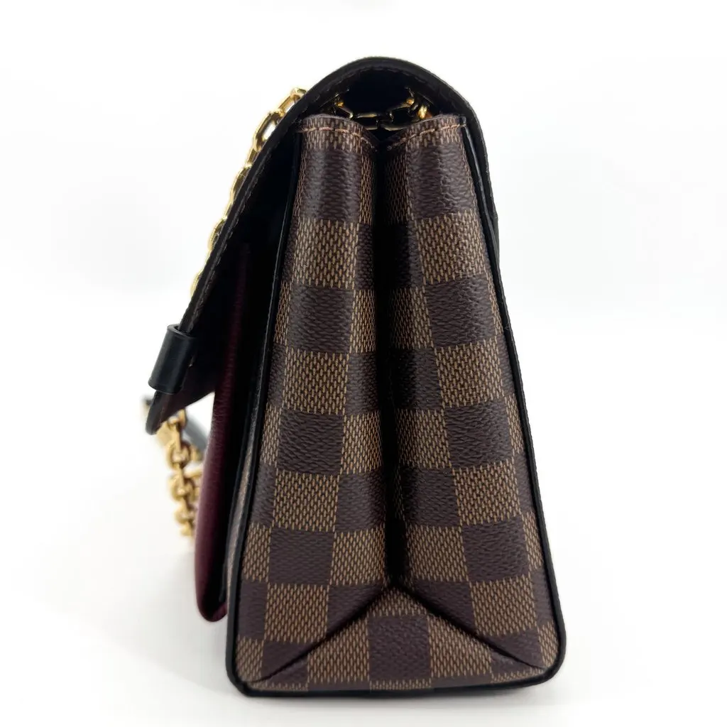 Louis Vuitton Damier Ebene Clapton Shoulder Bag Burgundy Brown Canvas Good - Model View