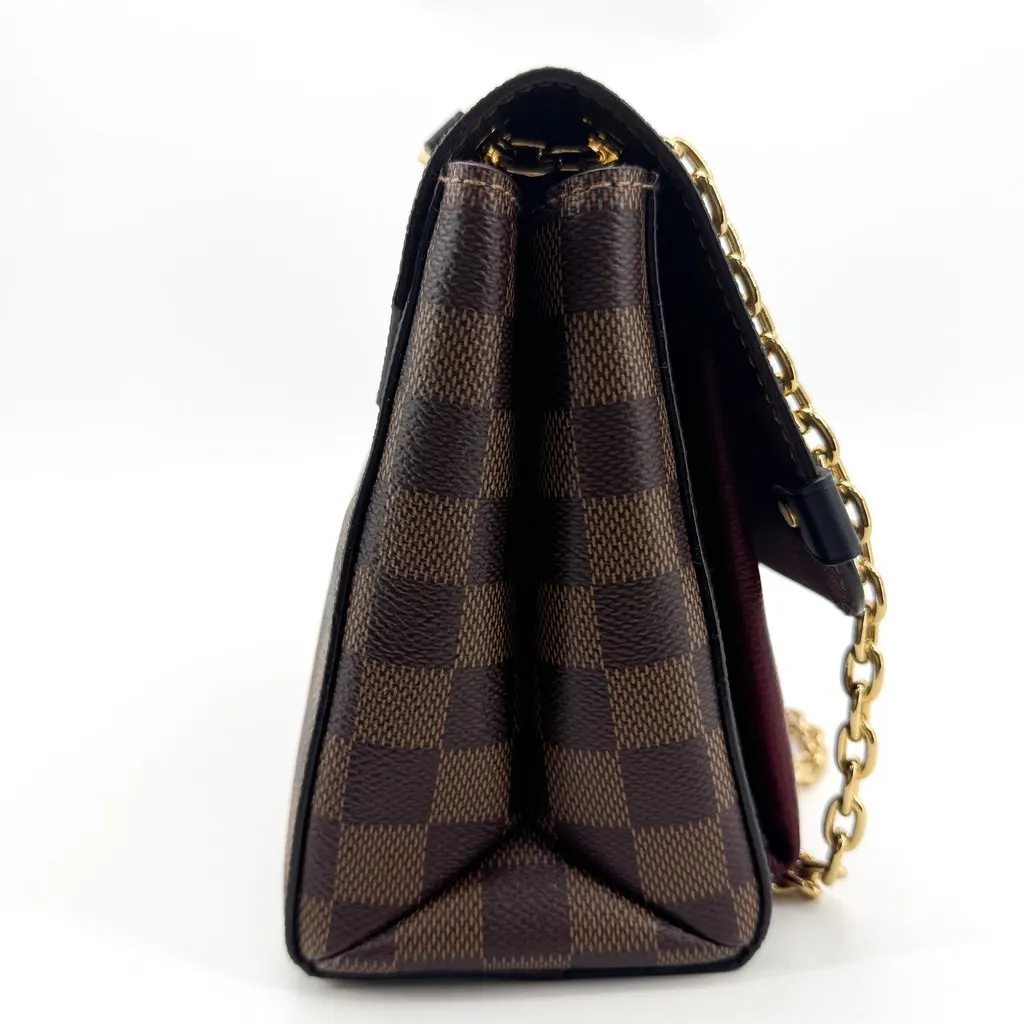 Louis Vuitton Damier Ebene Clapton Shoulder Bag Burgundy Brown Canvas Good - Box View