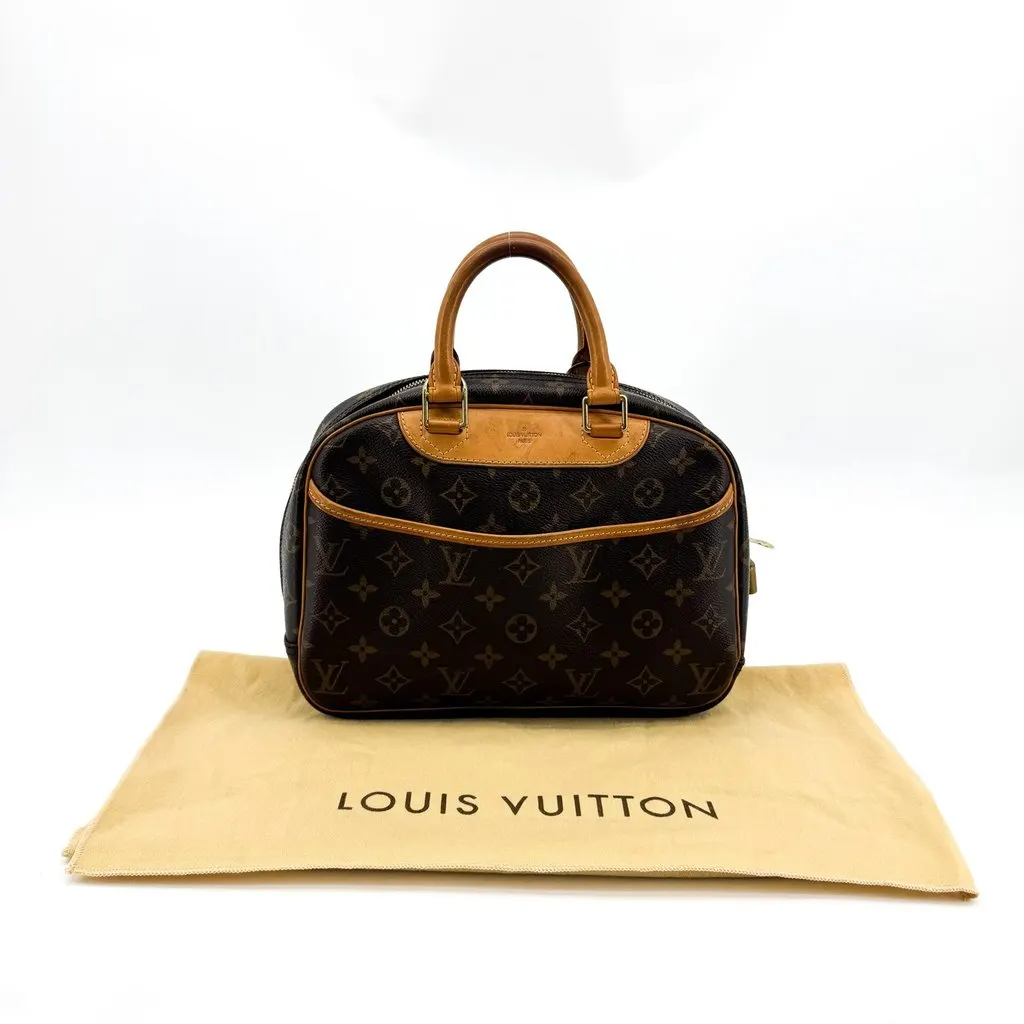 Louis Vuitton Monogram Trouville Handbag Brown Beige Canvas Good - Back View