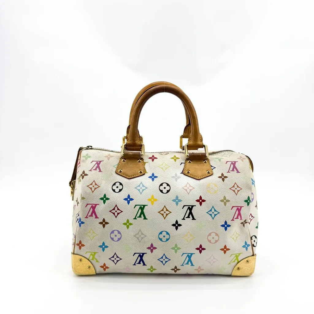 Louis Vuitton Monogram Multicolore Speedy 30 White Brown Canvas Fair - Back View