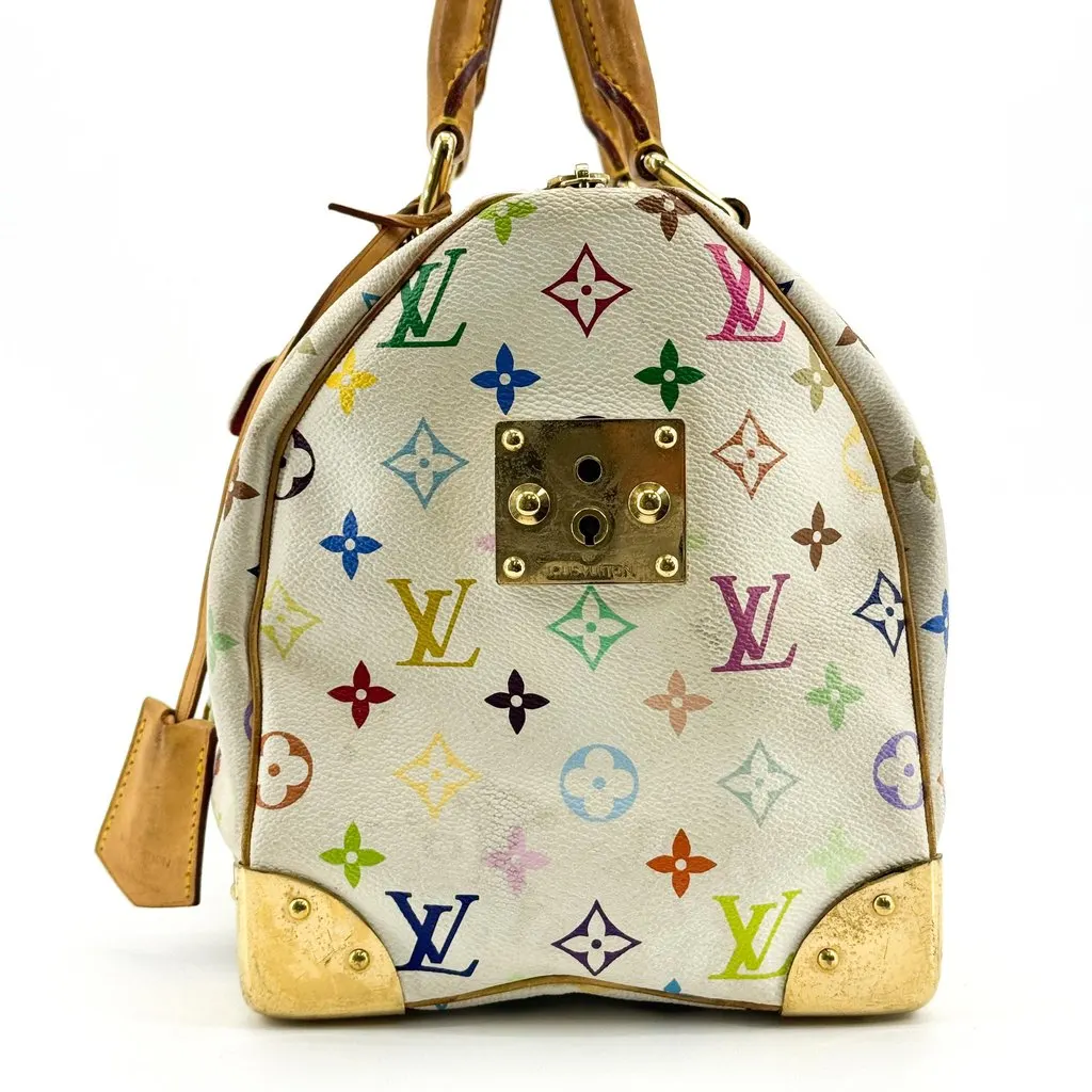 Louis Vuitton Monogram Multicolore Speedy 30 White Brown Canvas Fair - Inside View