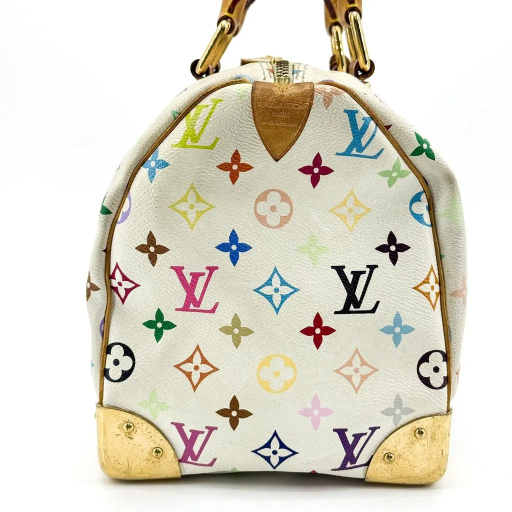 Louis Vuitton Monogram Multicolore Speedy 30 White Brown Canvas Fair - Model View