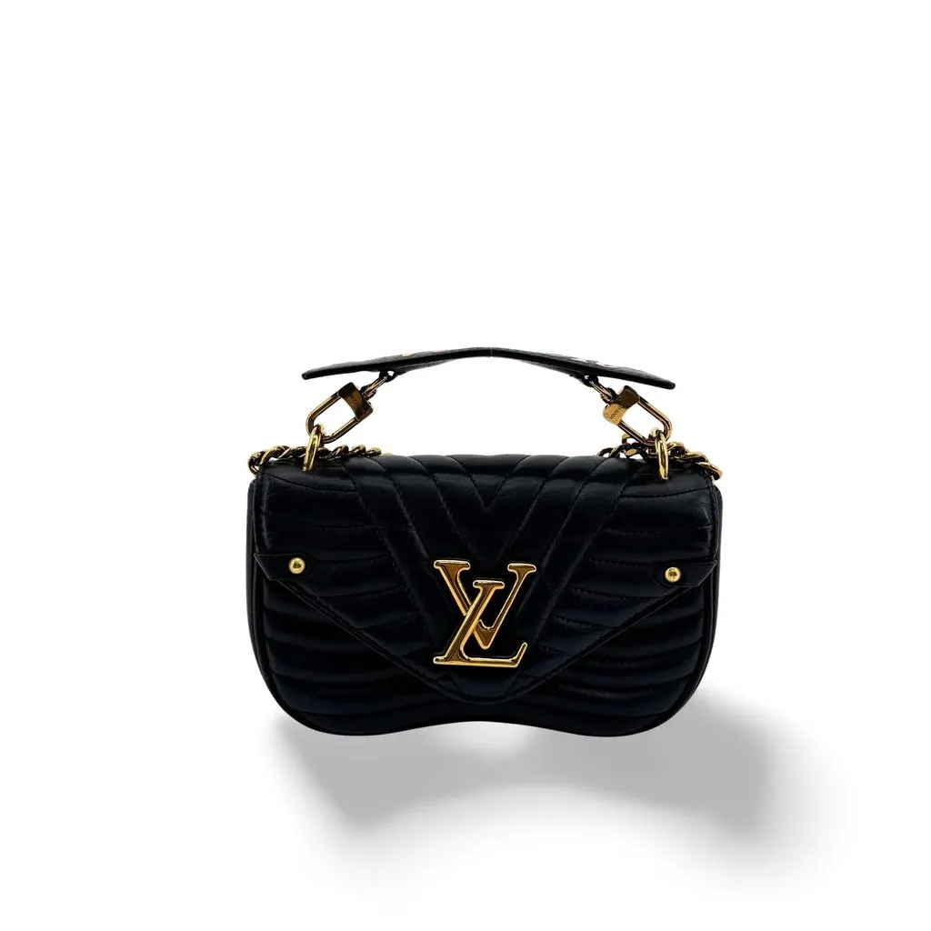 Louis Vuitton New Wave Chain Bag PM Black Black Leather Good - Front View