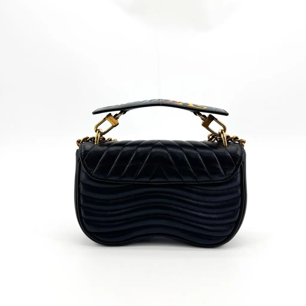 Louis Vuitton New Wave Chain Bag PM Black Black Leather Good - Back View