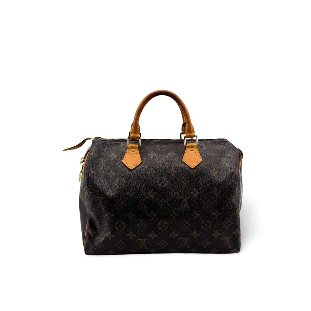 Louis Vuitton Speedy 30 Monogram Brown Canvas Good - Front View