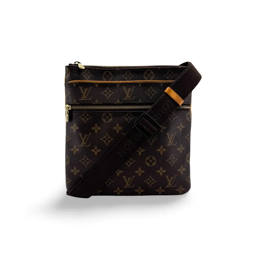 Louis Vuitton Monogram Pochette Bosphore Crossbody Bag Brown Canvas Good - Front View
