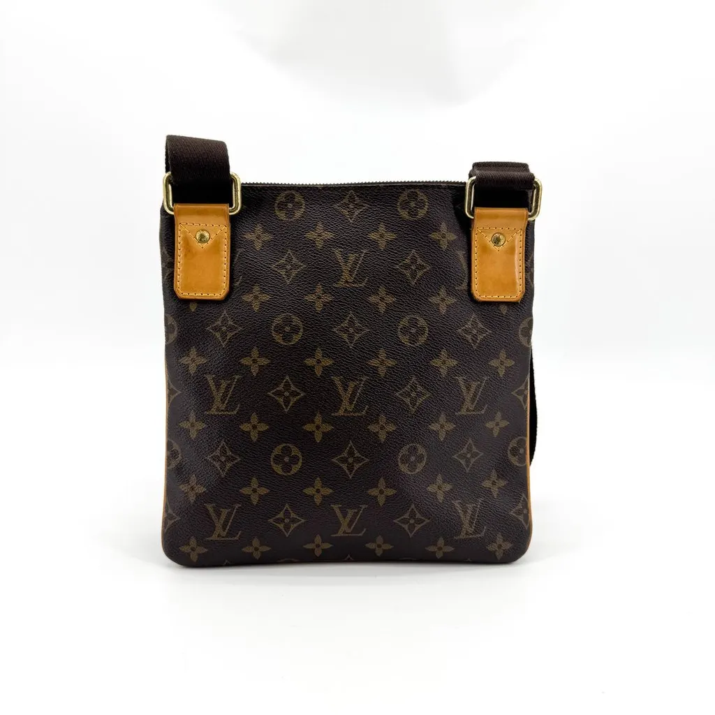 Louis Vuitton Monogram Pochette Bosphore Crossbody Bag Brown Canvas Good - Back View
