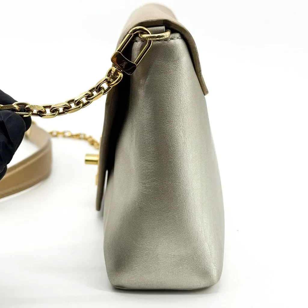 Louis Vuitton Mylockme Chain Pouch Gold Silver Beige Leather Good - Inside View