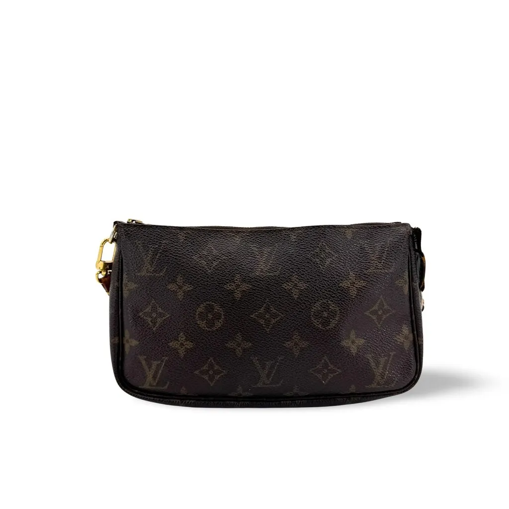 Louis Vuitton Monogram Pochette Accessoires Brown Canvas Good - Front View