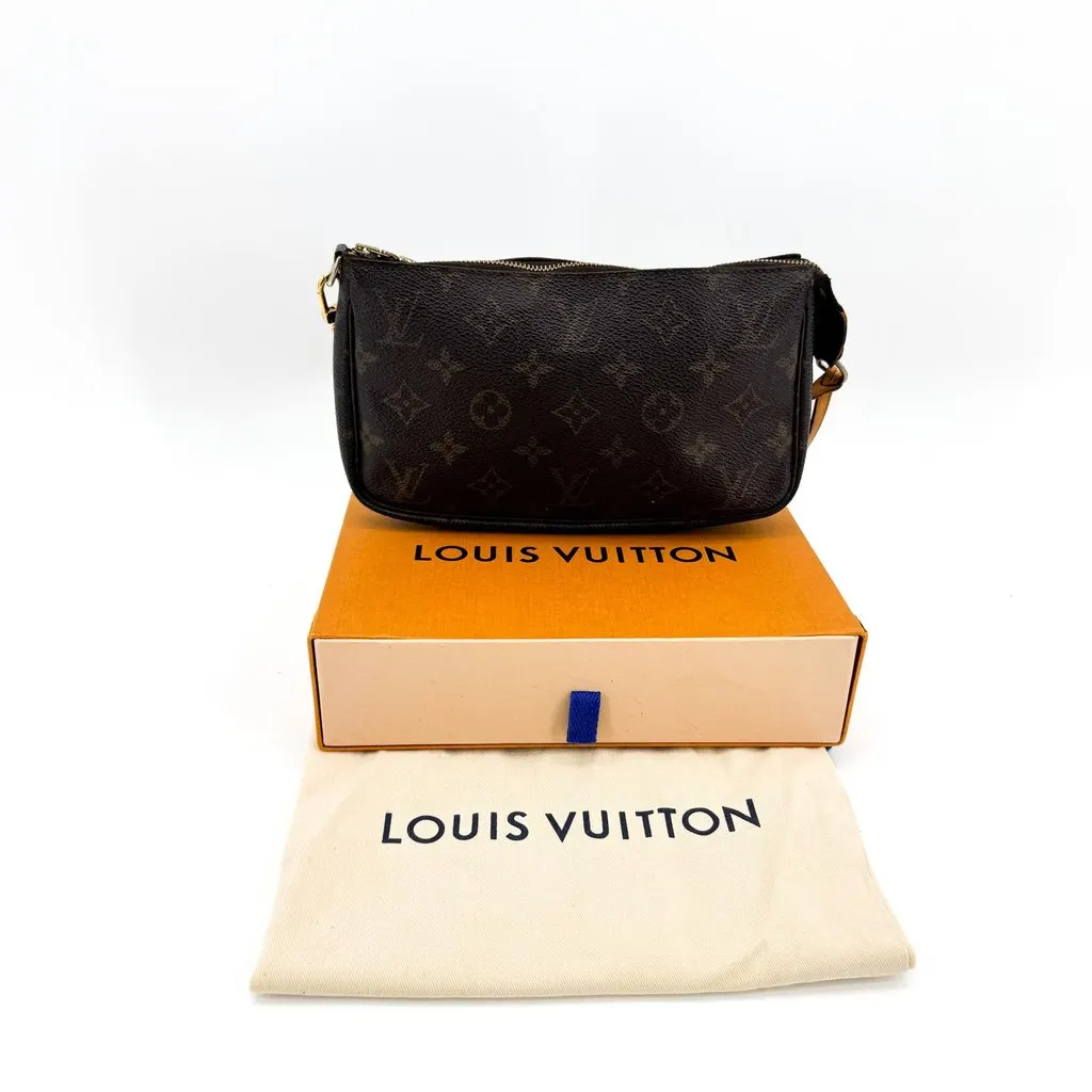 Louis Vuitton Monogram Pochette Accessoires Brown Canvas Good - Back View
