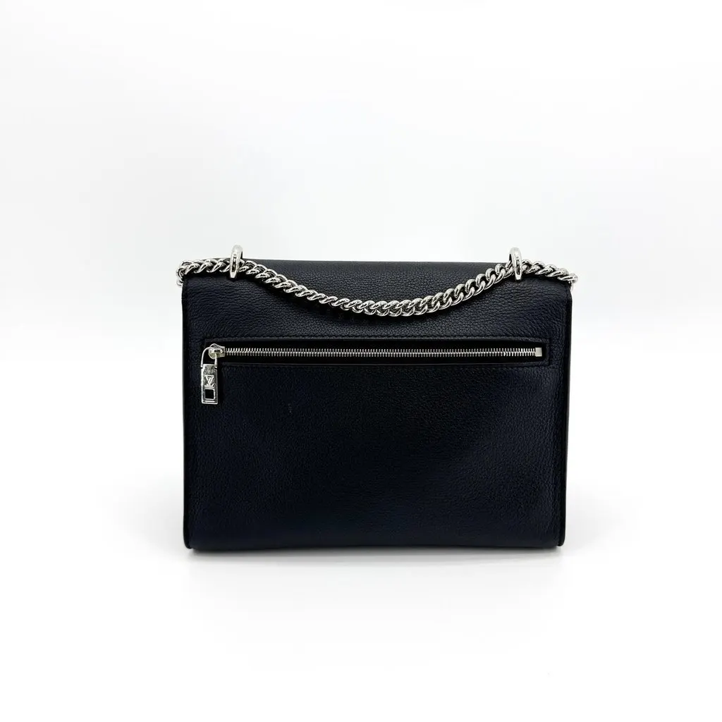 Louis Vuitton Lockme II BB Shoulder Bag Black Silver Hardware Black Leather Good - Back View