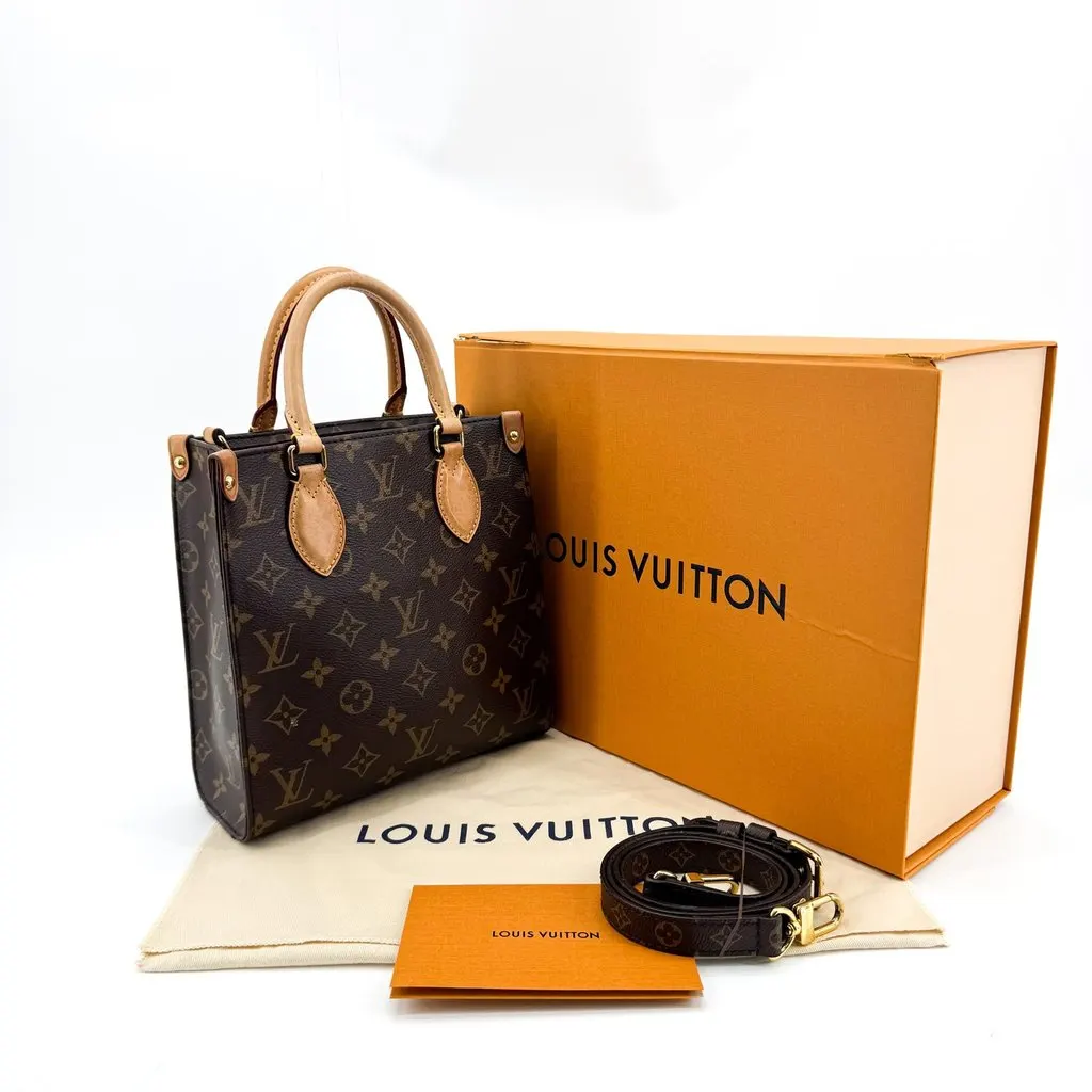 Louis Vuitton Petit Sac Plat Monogram Canvas Beige Canvas Very good - Back View