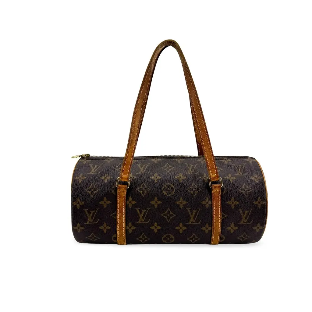 Louis Vuitton Monogram Papillon 26 Shoulder Bag Brown Brown Canvas Good - Front View