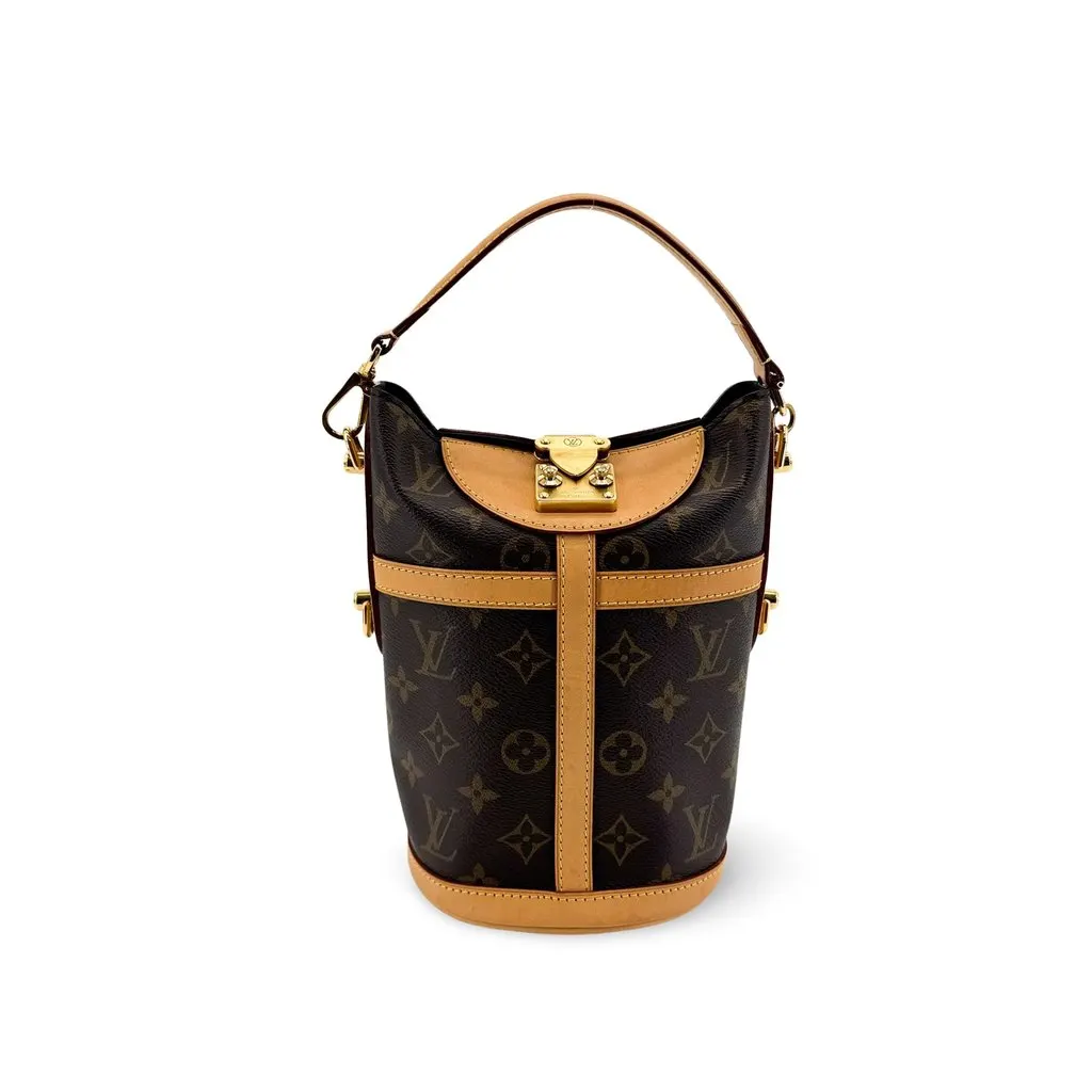 Louis Vuitton Monogram Duffle Bag Brown Beige Canvas Good - Front View