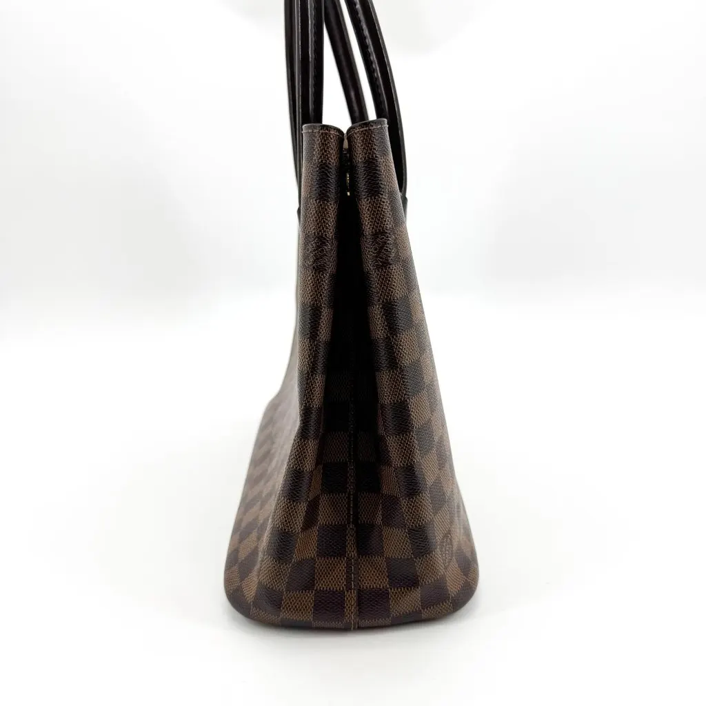 Louis Vuitton Damier Ebene Kensington Tote Bag Brown Brown Canvas Good - Model View