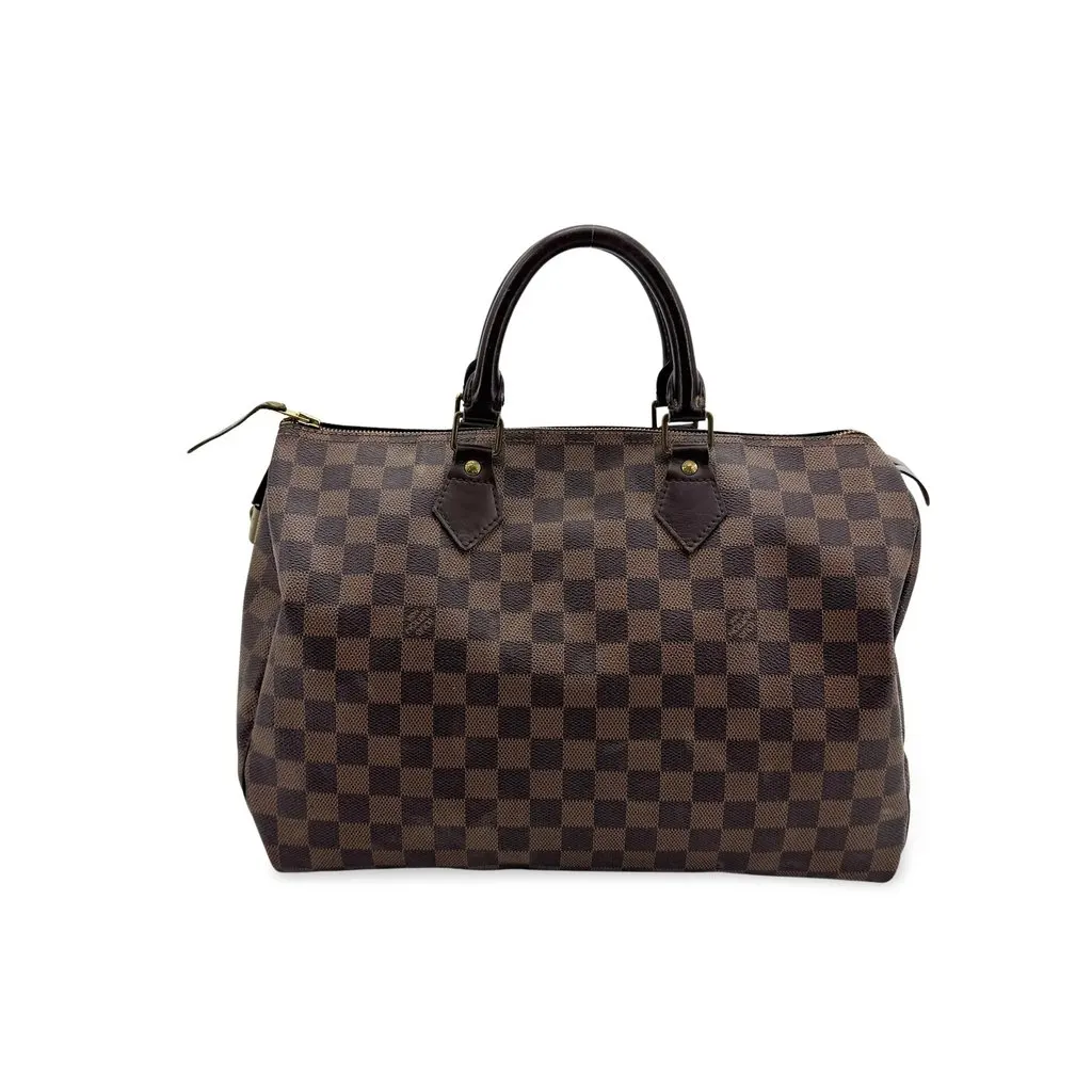 Louis Vuitton Damier Ebene Speedy 35 Brown Canvas Fair - Front View