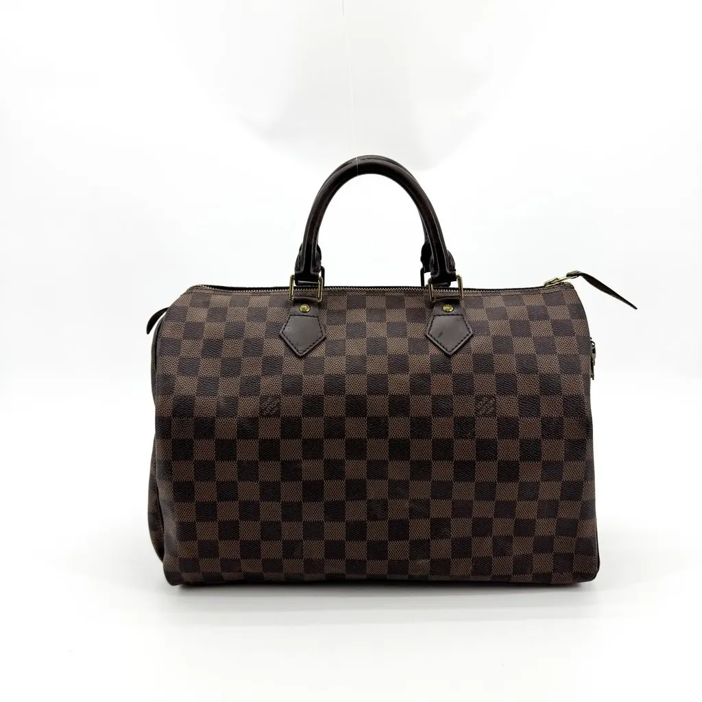 Louis Vuitton Damier Ebene Speedy 35 Brown Canvas Fair - Inside View