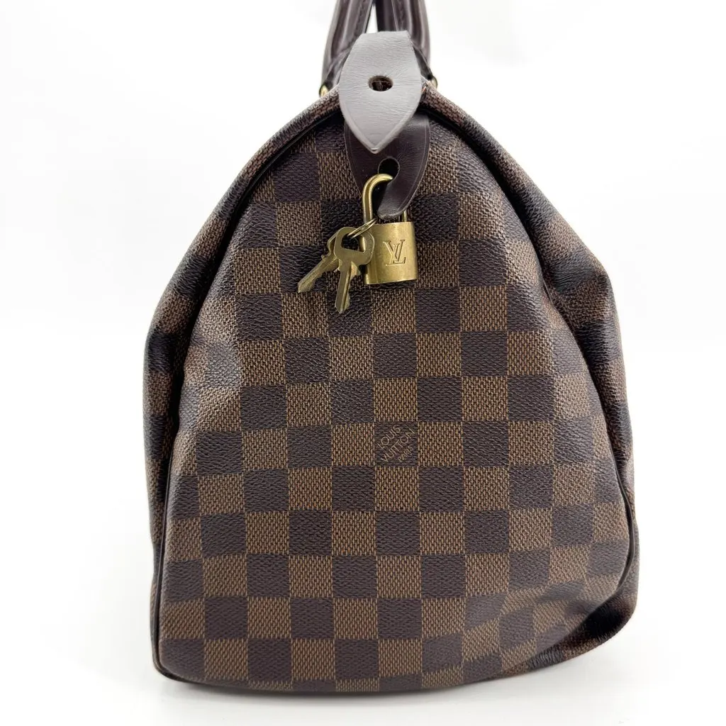 Louis Vuitton Damier Ebene Speedy 35 Brown Canvas Fair - Box View