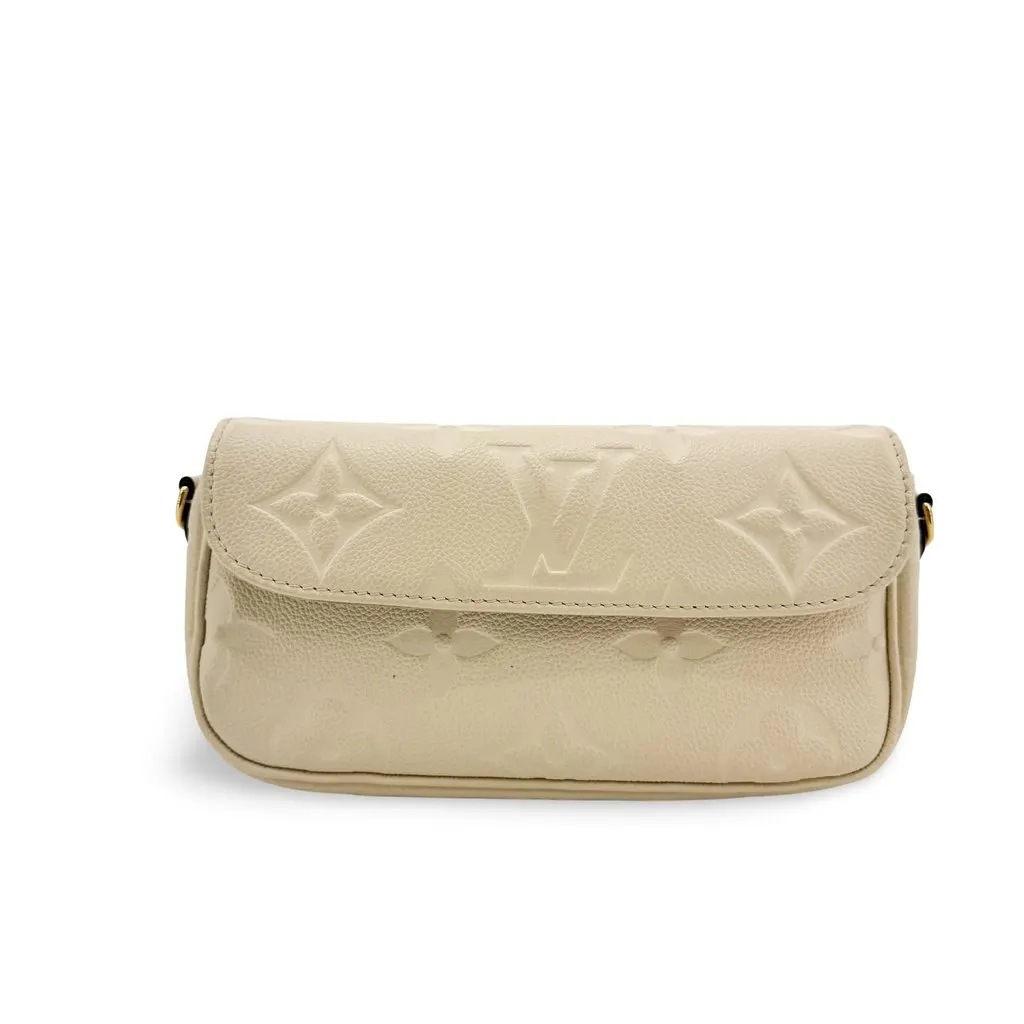Louis Vuitton Monogram Empreinte Easy Pouch On Strap Cream Beige Leather Good - Front View