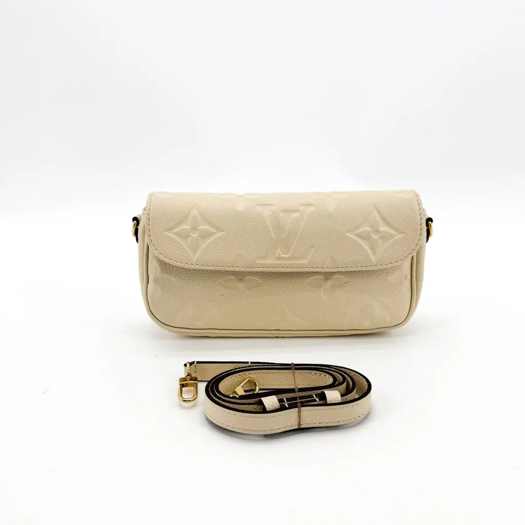 Louis Vuitton Monogram Empreinte Easy Pouch On Strap Cream Beige Leather Good - Back View