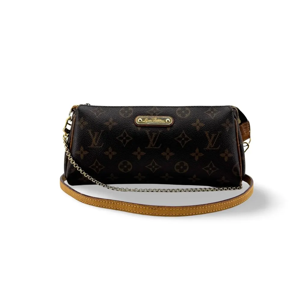 Louis Vuitton Monogram Eva Clutch Brown Canvas Good - Front View
