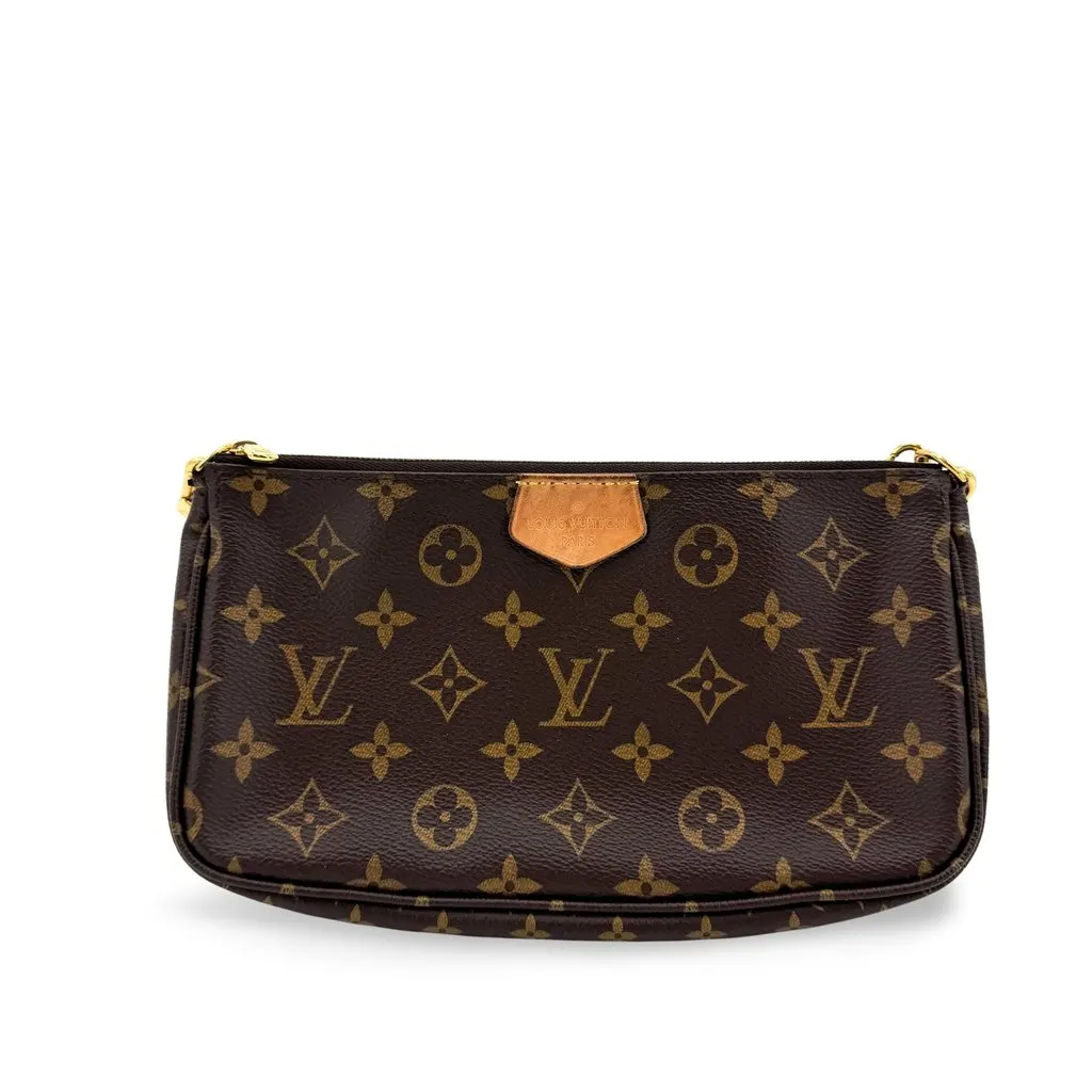Louis Vuitton Monogram Pochette Accessoires Brown Canvas Good - Front View