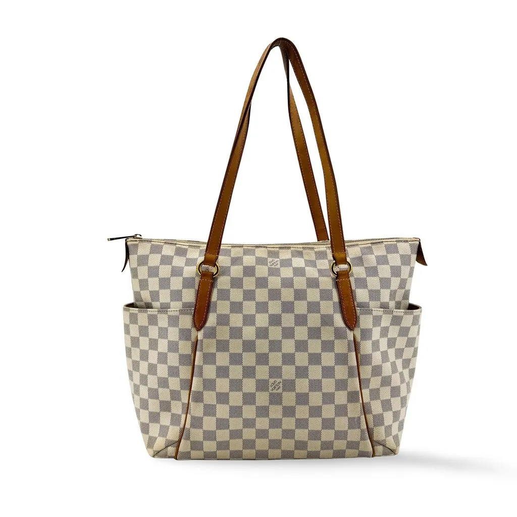 Louis Vuitton Damier Azur Totally MM Shoulder Bag Blue Canvas Good - Front View