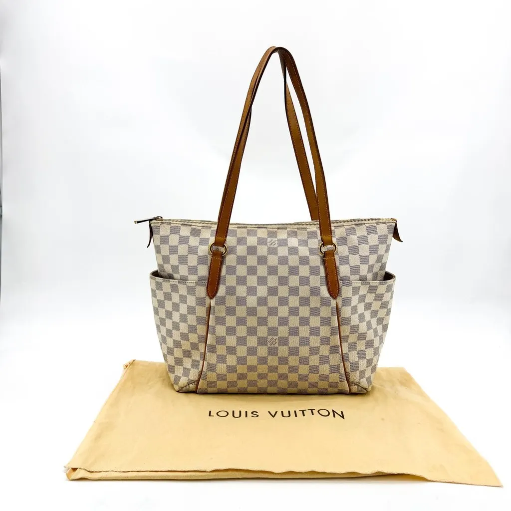 Louis Vuitton Damier Azur Totally MM Shoulder Bag Blue Canvas Good - Back View