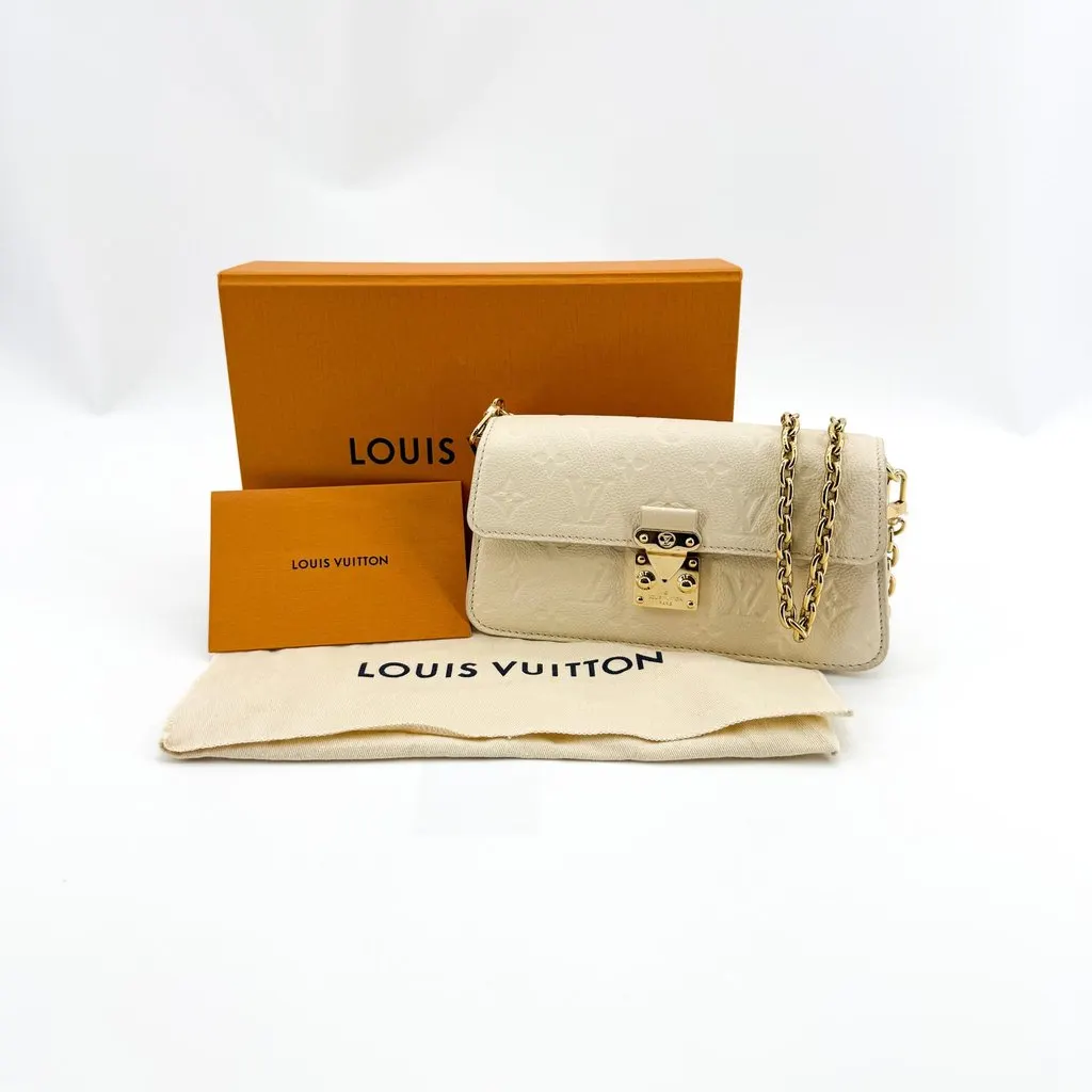 Louis Vuitton Monogram Empreinte Pochette Metis East West Chain Shoulder Bag Cream Beige Leather Good - Back View
