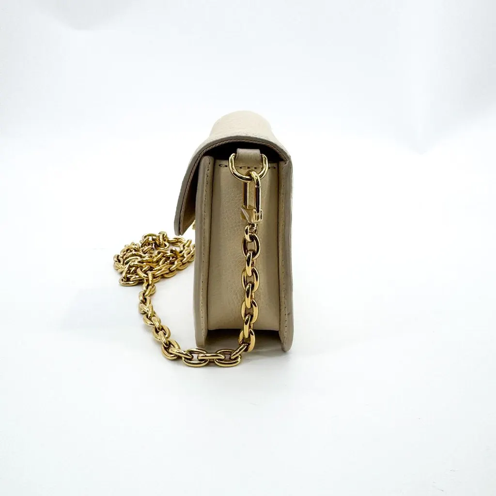 Louis Vuitton Monogram Empreinte Pochette Metis East West Chain Shoulder Bag Cream Beige Leather Good - Model View