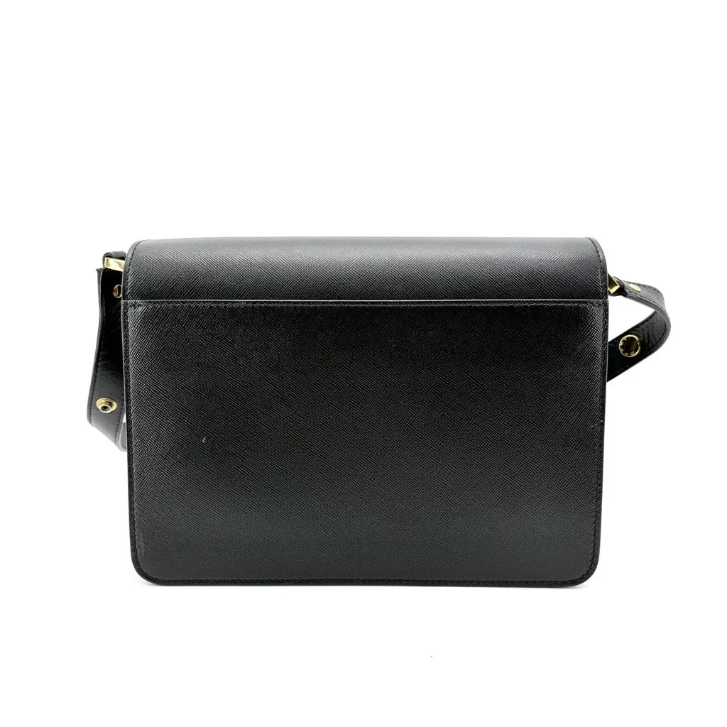 Marni Medium Trunk Bag Saffiano Black Black Leather Good - Back View