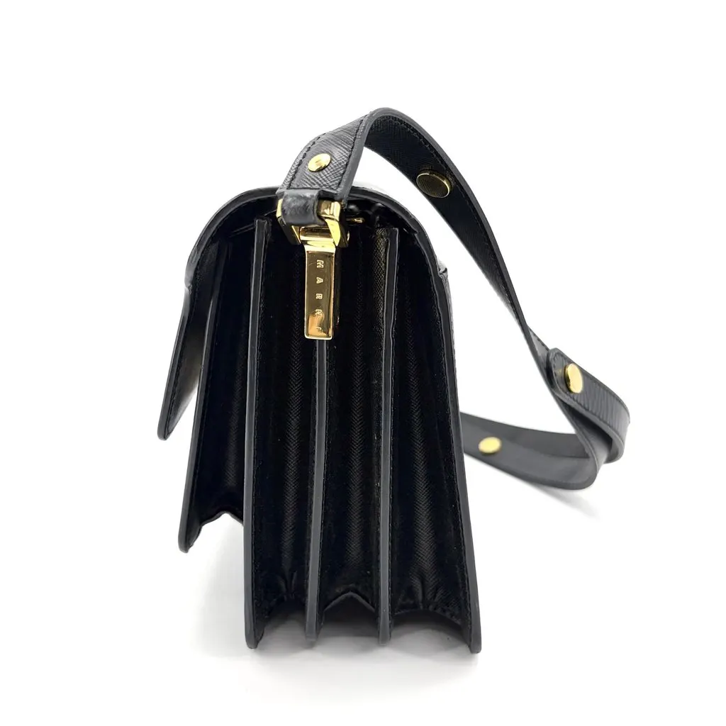 Marni Medium Trunk Bag Saffiano Black Black Leather Good - Inside View