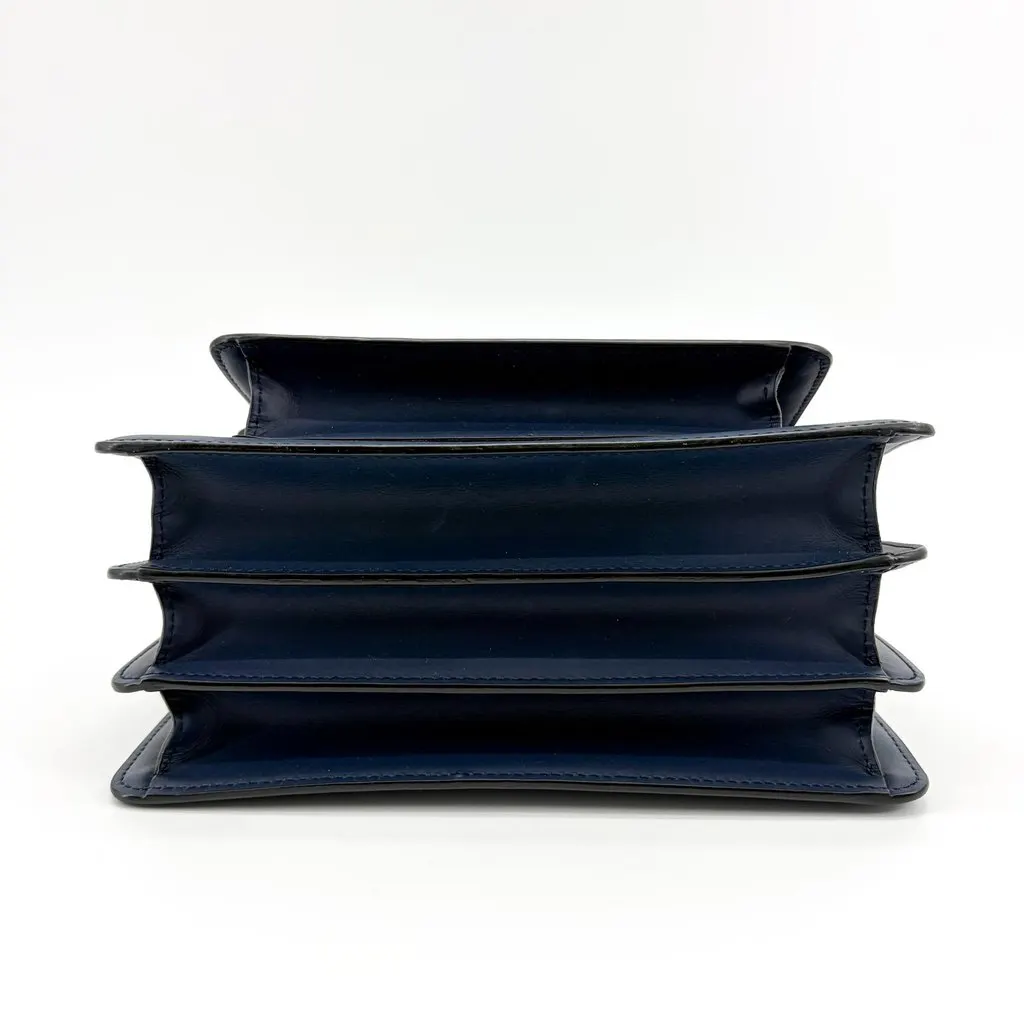 Marni Medium Trunk Shoulder Bag Navy Gold Hardware Navy Leather Good - Box View