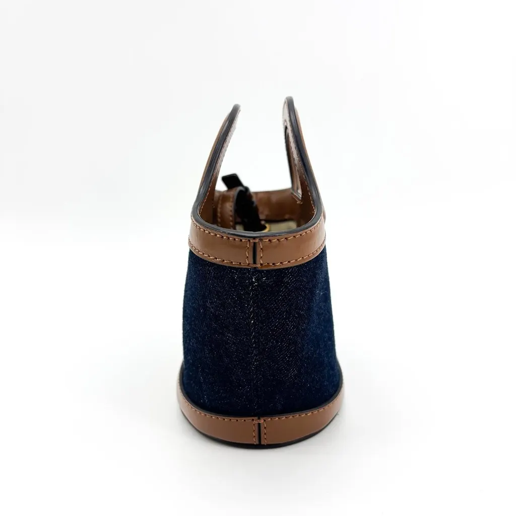 Marni Tropicalia Micro Denim Tote Bag Navy Brown Brown Denim Good - Inside View