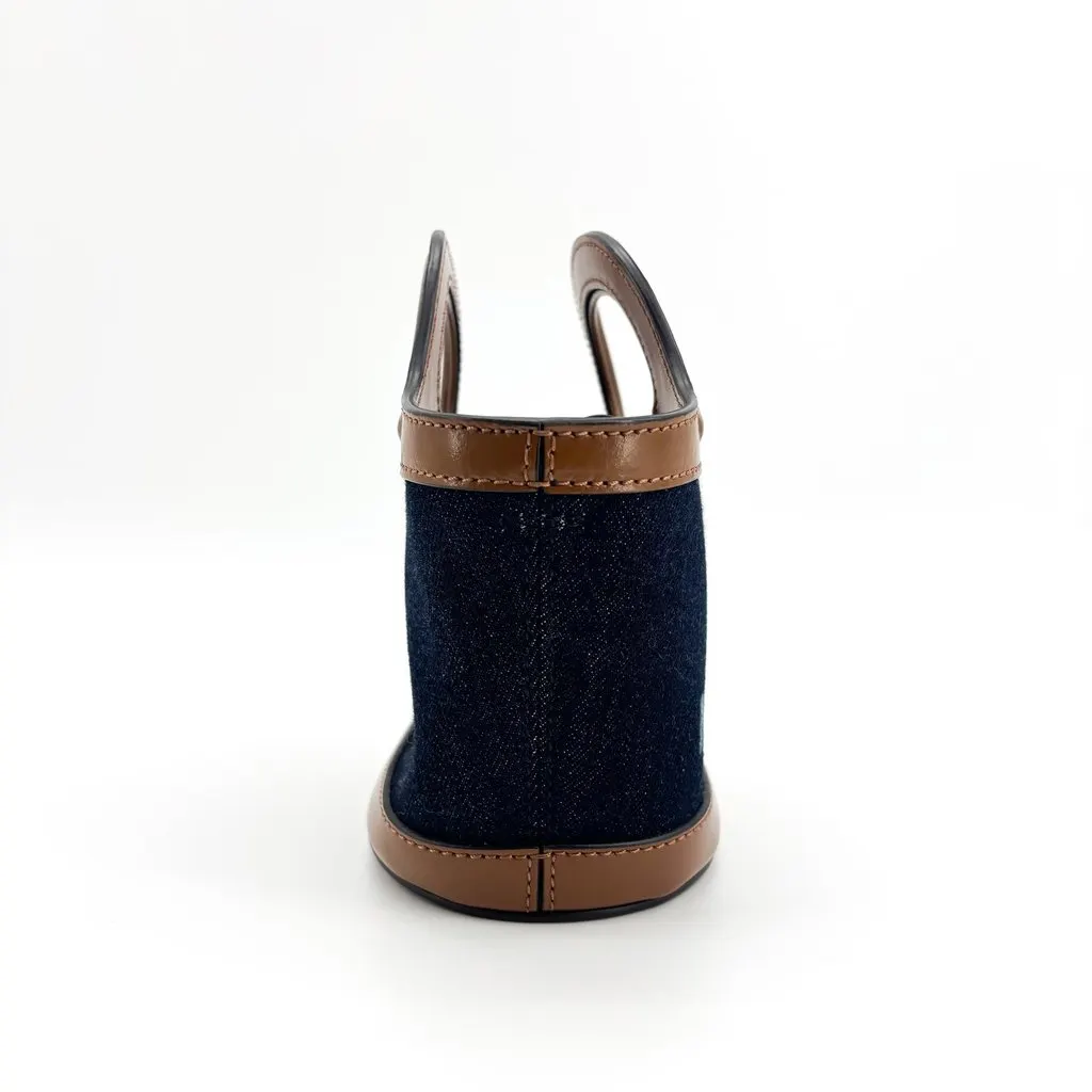 Marni Tropicalia Micro Denim Tote Bag Navy Brown Brown Denim Good - Model View