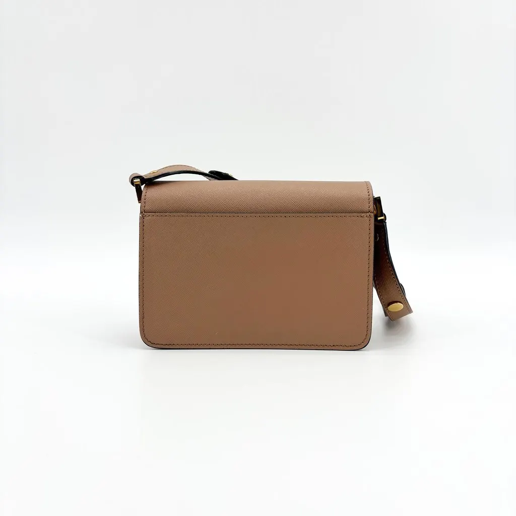 Marni Saffiano Trunk Bag Medium Beige Beige Leather Very good - Back View