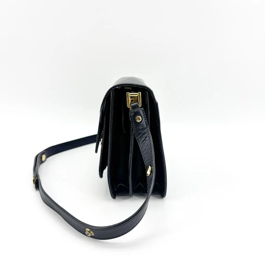 Marni Medium Trunk Shoulder Bag Navy Navy Leather Good - Model View