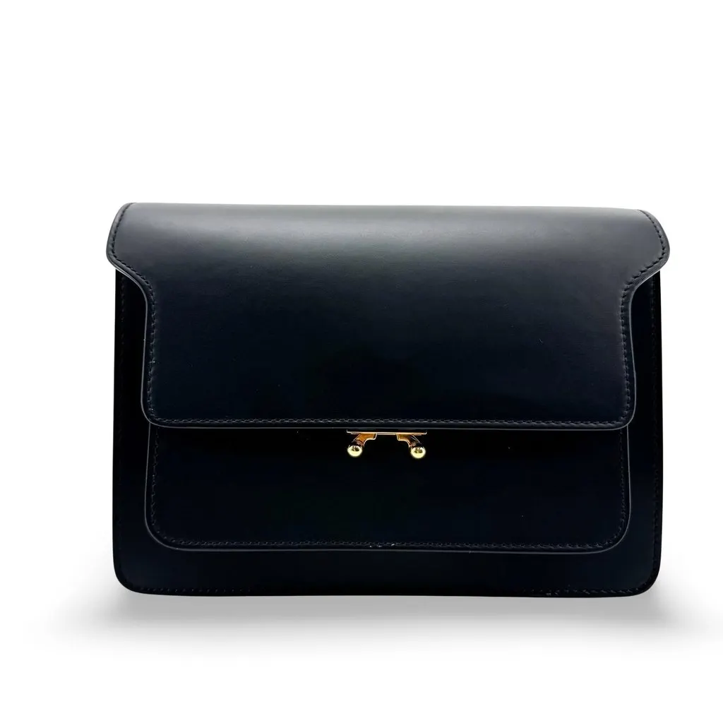 Marni Medium Trunk Shoulder Bag Black Black Leather Very good - Front View