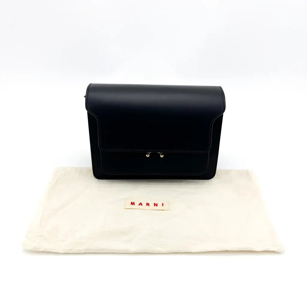 Marni Medium Trunk Shoulder Bag Black Black Leather Very good - Back View