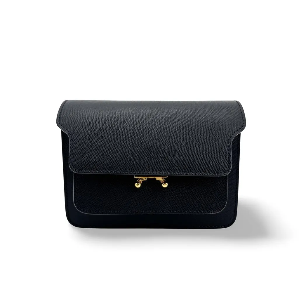 Marni Saffiano Mini Trunk Bag Black Gold