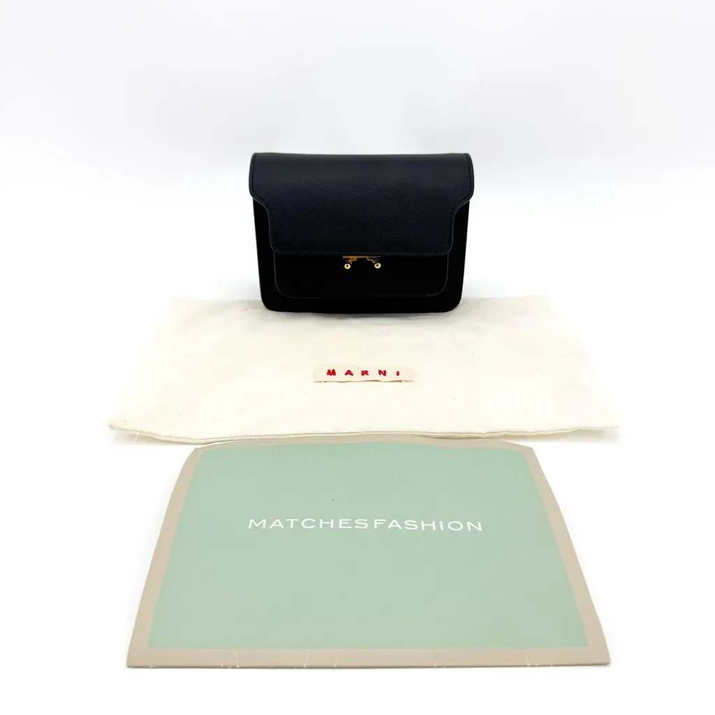 Marni Saffiano Mini Trunk Bag Black Gold Black Leather Very good - Back View