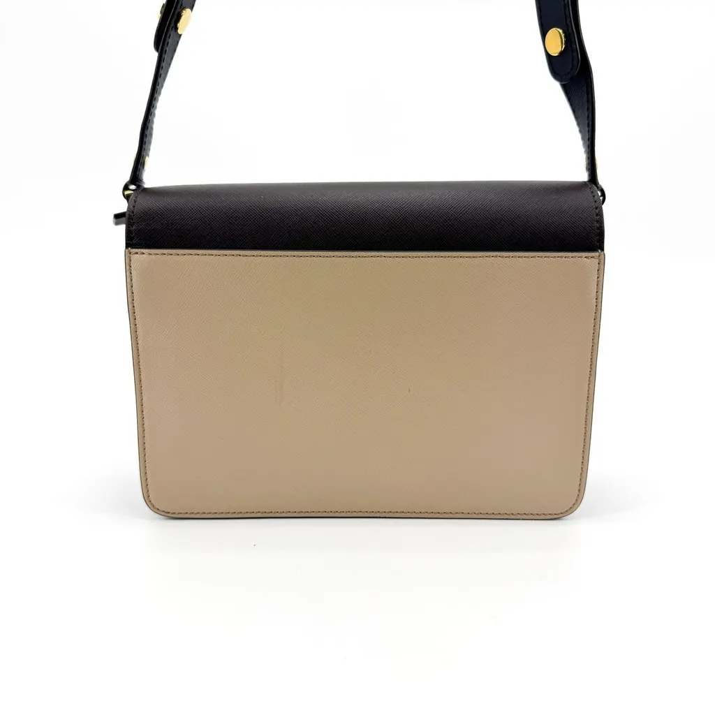Marni Saffiano Medium Trunk Bag Black Beige Beige Leather Good - Inside View