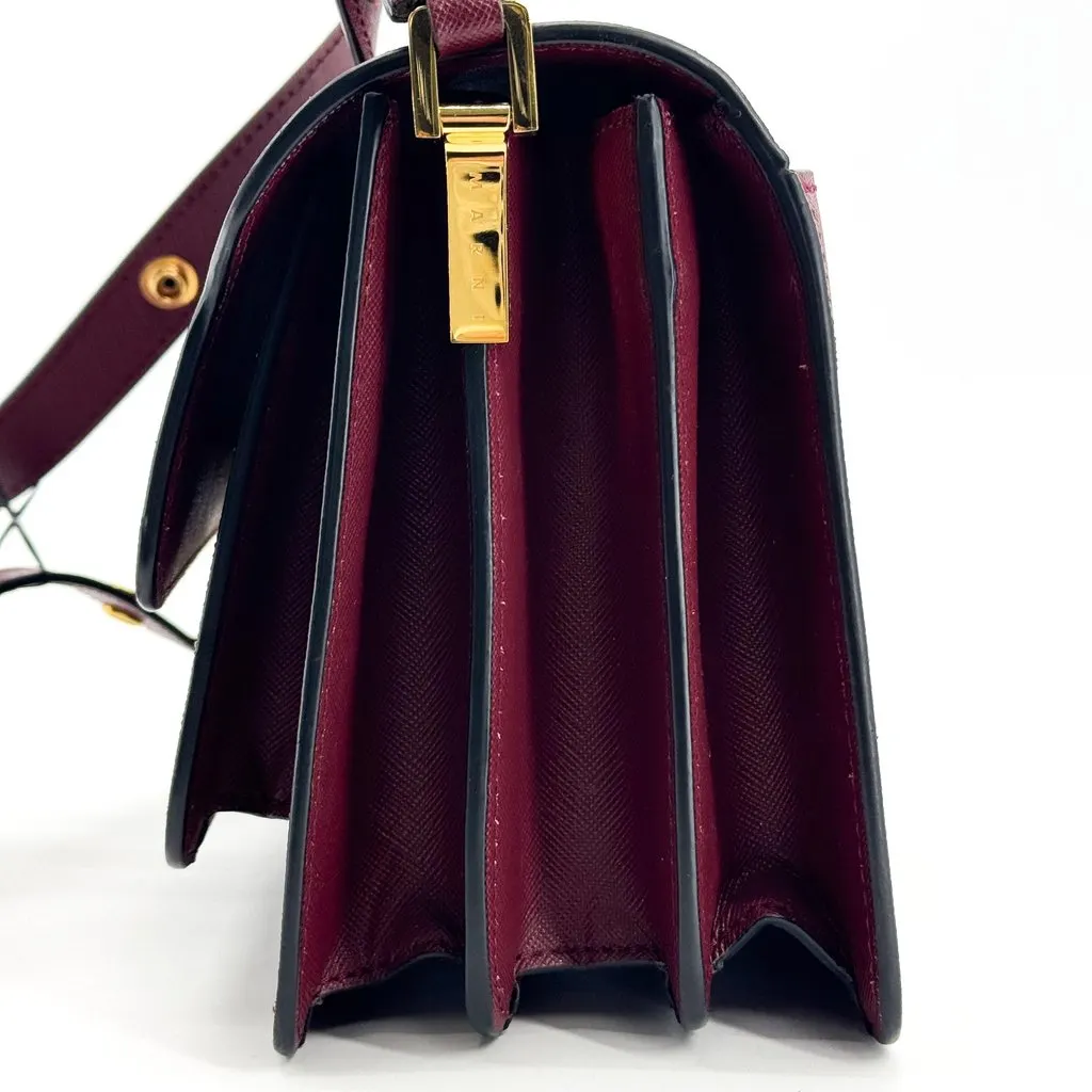 Marni Saffiano Medium Trunk Bag Burgundy Burgundy Leather Very good - Model View