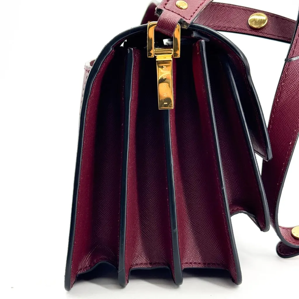 Marni Saffiano Medium Trunk Bag Burgundy Burgundy Leather Very good - Box View