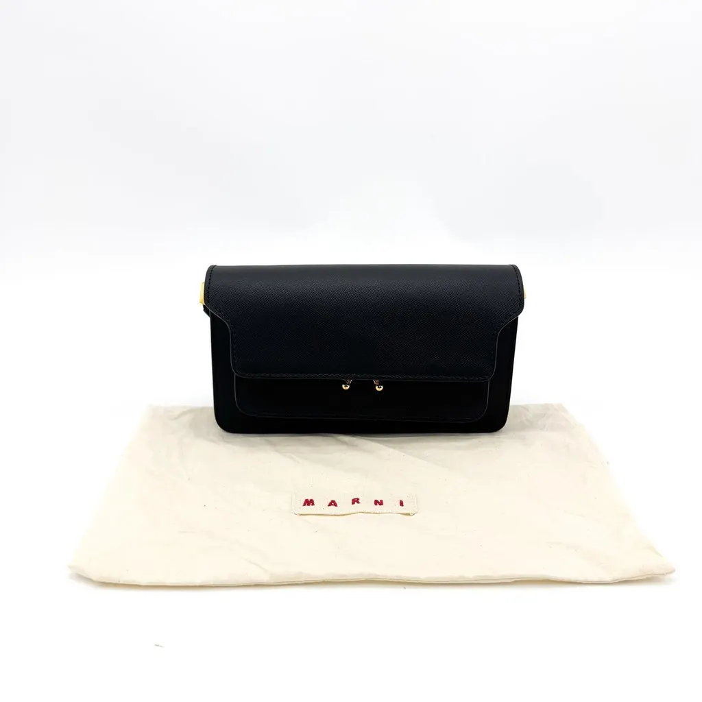 Marni Trunk Saffiano Mini Shoulder Bag Black Black Leather Very good - Back View